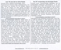article 75 ans de Paola Pro Belgica